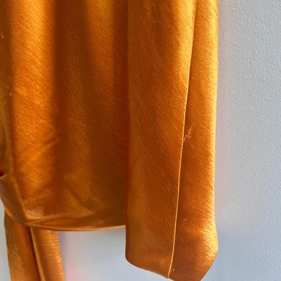 Cinq a Sept Ryder Satin Mini Slip Dress Cowl Neck Knotted Tie Orange Bronze, 6 - Picture 9 of 16